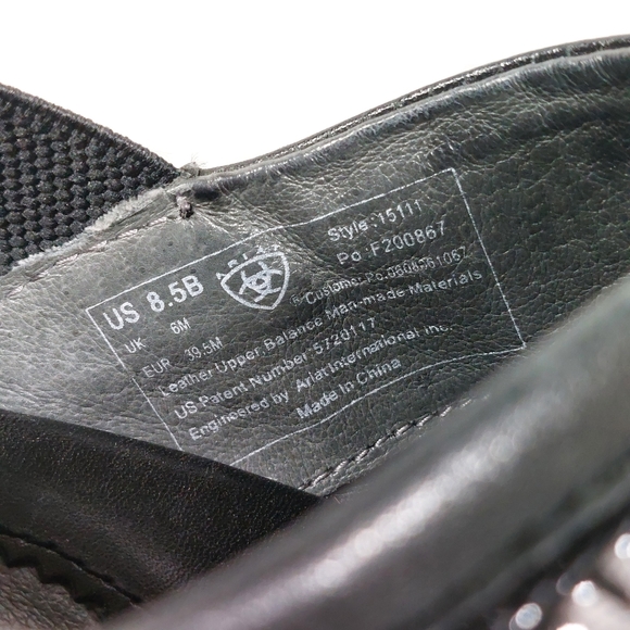 Ariat Westlake Size 8.5 Leather Black Studded Stitched Flowers Clogs 15111 Shoes - Picture 7 of 8